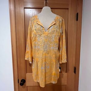 INC kaftan tunic top with silver embroidery